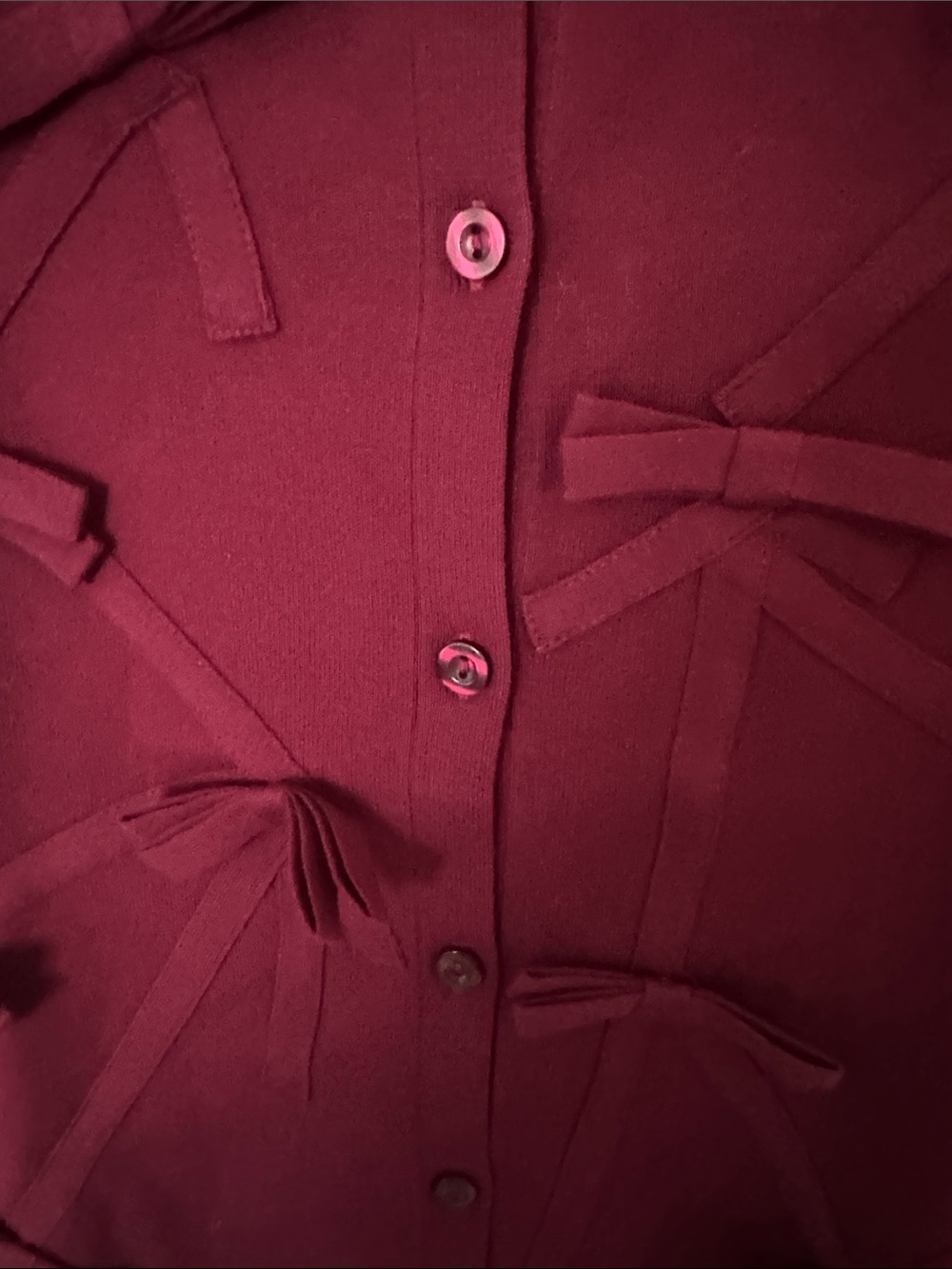 Maeve Maroon Bow-Accent Short Sleeve Cardigan - Picture 6 of 6